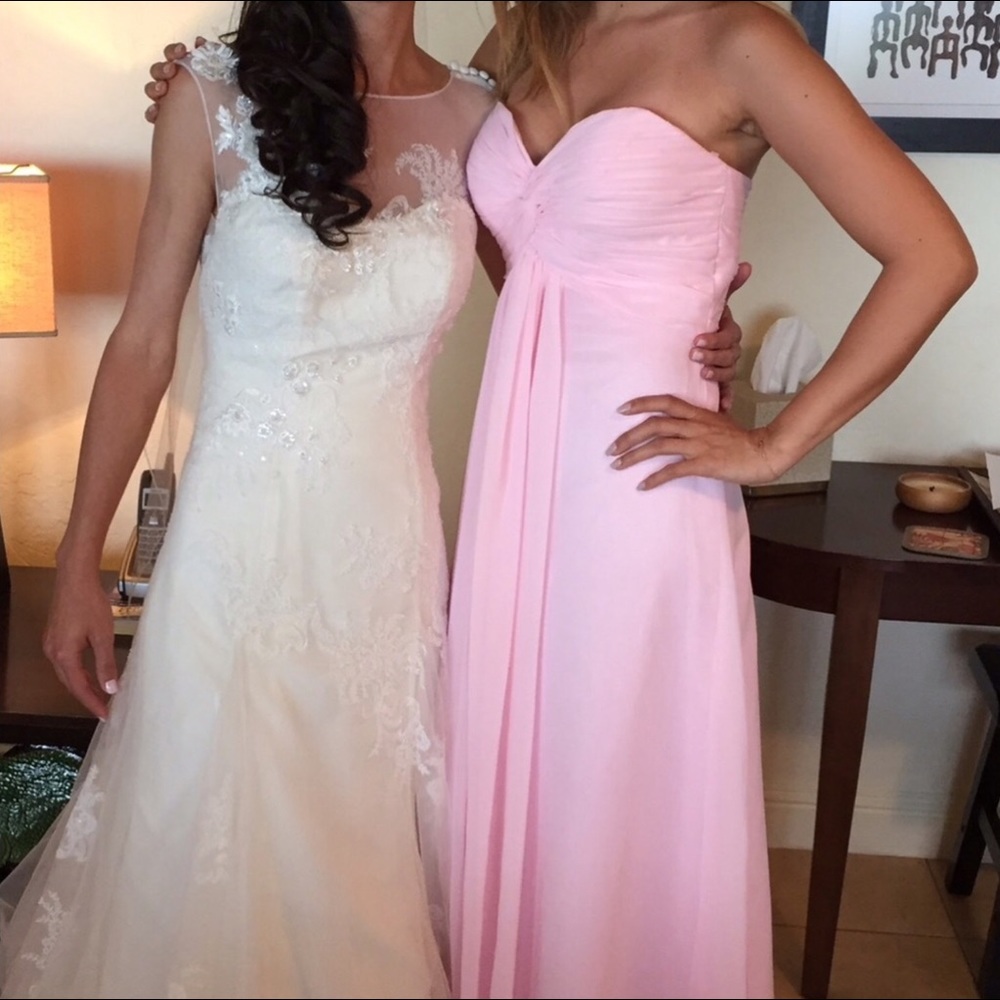 Pink Petal Strapless Bridesmaid Dress